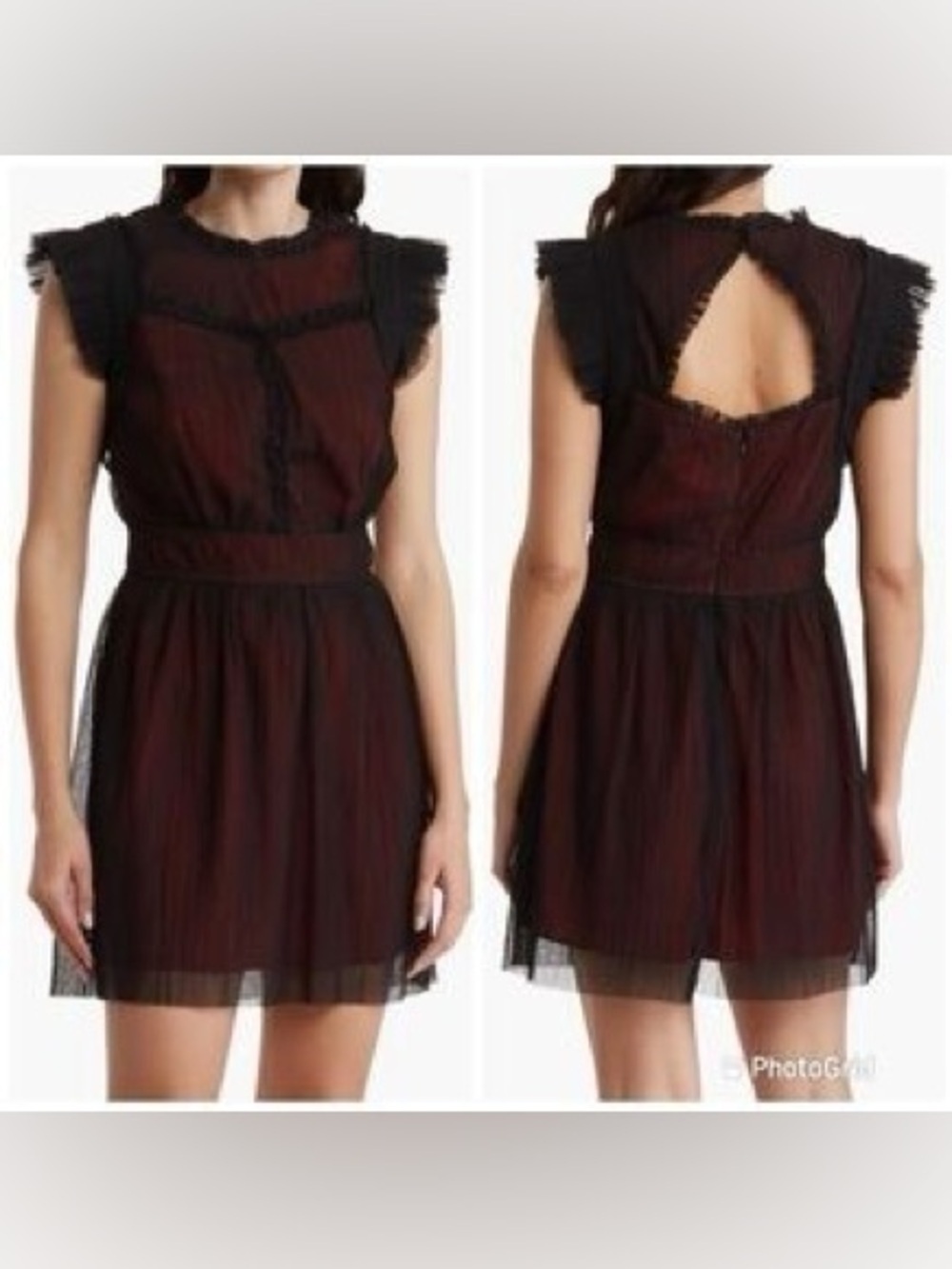 Adelyn Rae Tatiana Tulle Plisse’ Mock Neck Evening Dress Size L